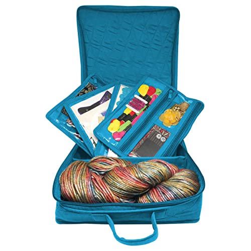 Yazzii Craft Box Fabric Top Aqua CA474A Storage & Bags Yazzii   