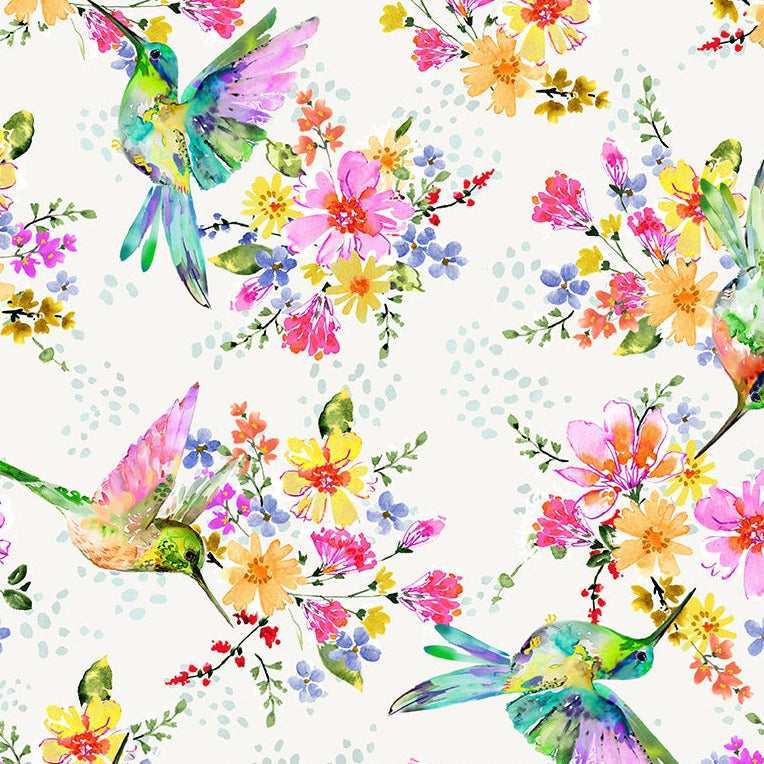 A Hummingbird's Charm Pretty Pollinators Ivory 54323W-1 - 108" Wide 3 YARD Fabrics Windham Fabrics   