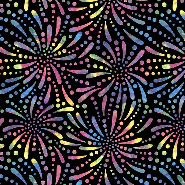 Fireworks Black Multi 1054-954 - 108" Wide 3 YARD Fabrics Wilmington   