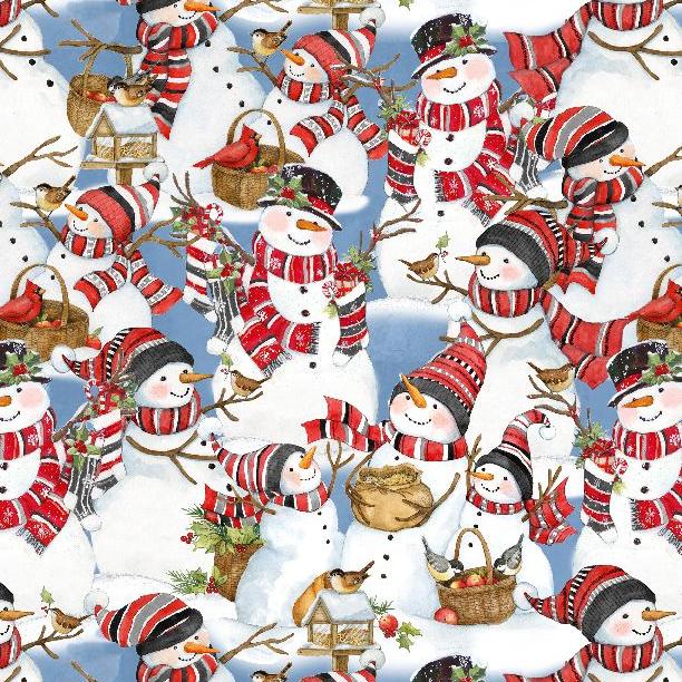 Frosty Frolic Packed Snowmen Multi 39854-419 Fabrics Wilmington   