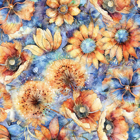 Midnight Blooms Packed Floral Blue 30616B - 108" Wide 3 YARD Fabrics QT Fabrics   