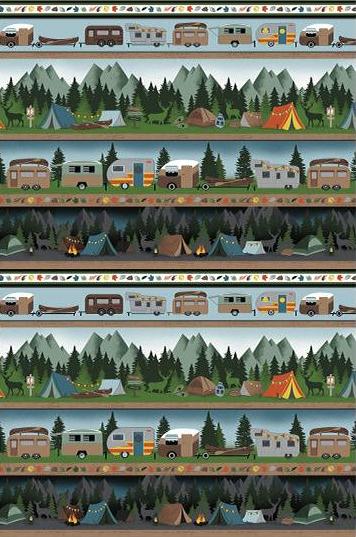 Moose Creek Lodge Camping Stripe Multi 12923-99 Fabrics Benartex   