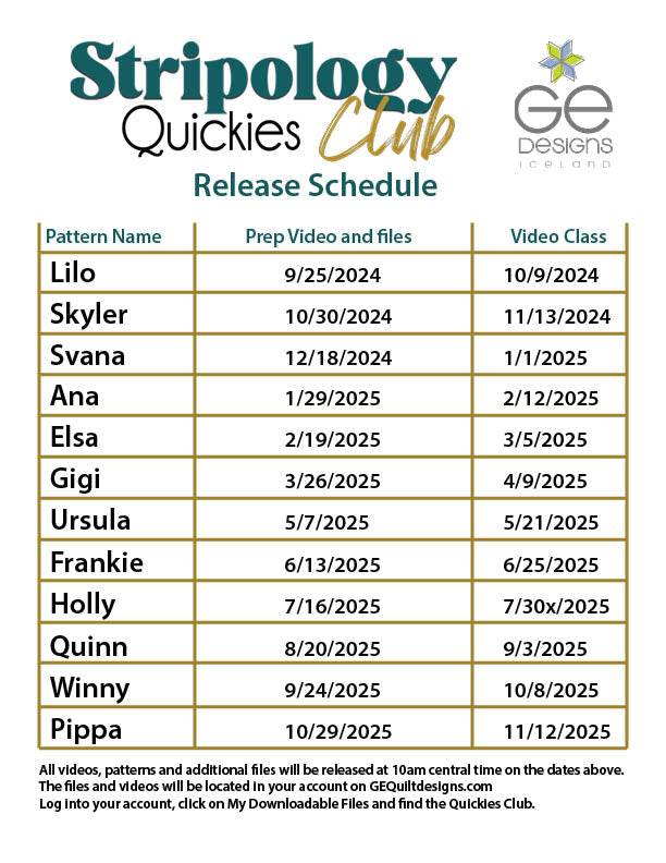 Stripology Quickies Club - 12 patterns, video classes & more Pattern GE Designs   