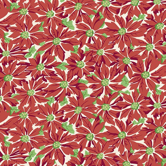 Retro HoHo Poinsettias Red A572-R Fabrics Andover   