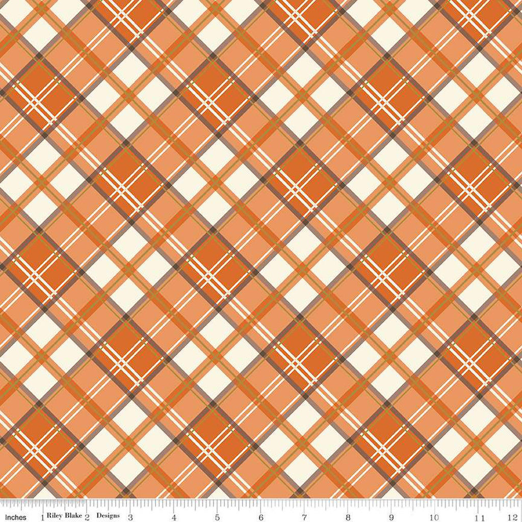 Plaid Shades of Autumn Orange Sparkle SC13476 Fabrics Riley Blake   