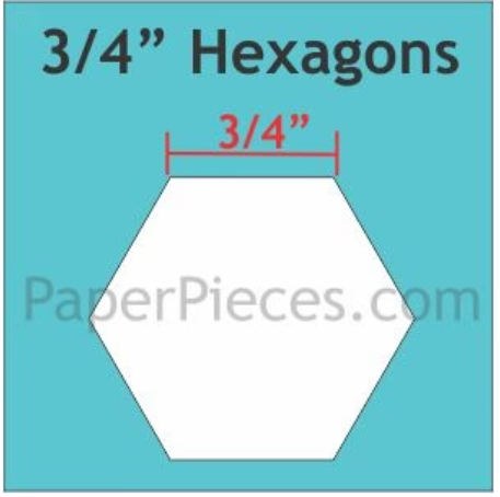 3/4" Hexagons: Small Pack 125 Pieces  Paper Pieces   