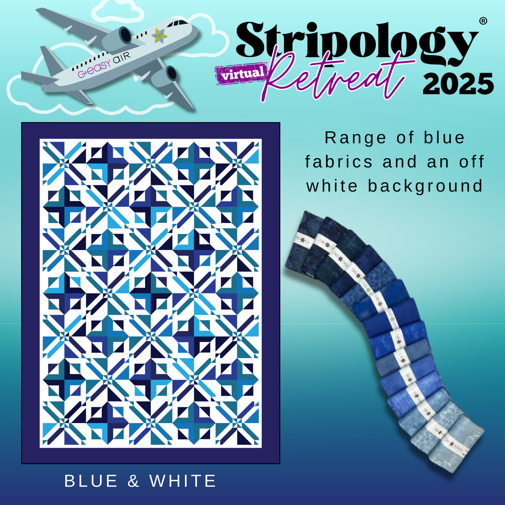 Stripology Virtual Retreat 2025 - Session 2 Fabrics GE Designs Retreat 2025 Kit - Blue and White