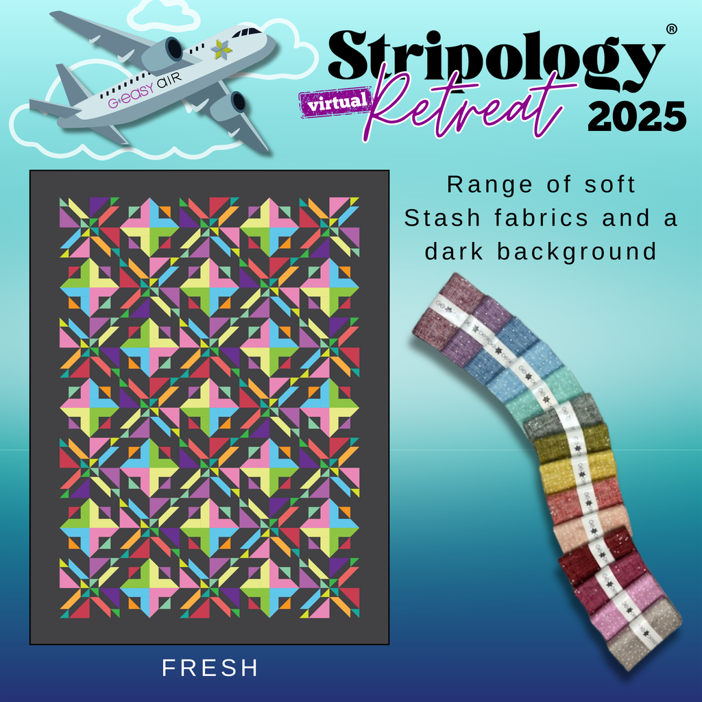 INTERNATIONAL Stripology Virtual Retreat 2025 Session 1 - BOX Fabrics GE Designs Retreat 2025 Kit - Fresh