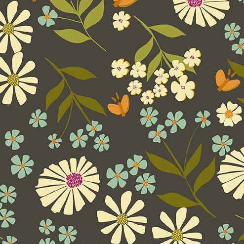 Winged Garden Main Floral Midnight A1067K Fabrics Andover   