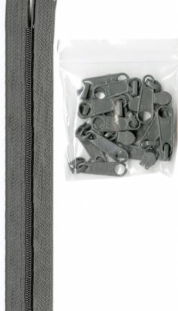 4 yards pf 16mm zipper- Pewter  By Annie   