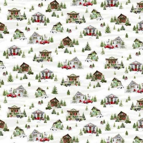 Holiday Happy Place - She Sheds with Trucks - 289-86 - 3 YARD Fabrics Henry Glass   