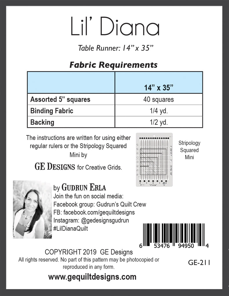 Lil' Diana - Table runner pattern 211 Pattern GE Designs   